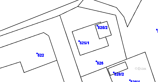 Parcela st. 525/1 v KÚ Hamry nad Sázavou, Katastrální mapa