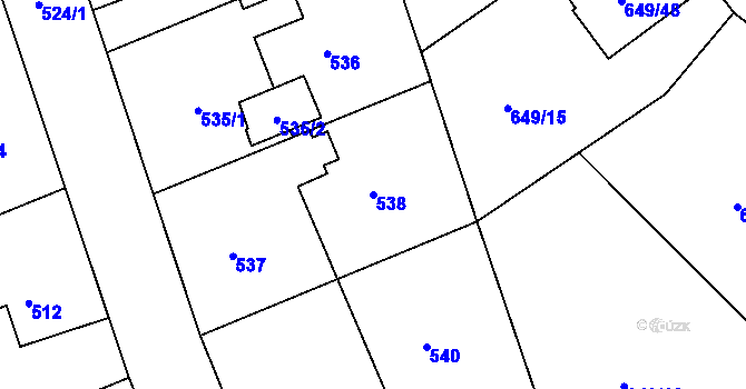 Parcela st. 538 v KÚ Hamry nad Sázavou, Katastrální mapa