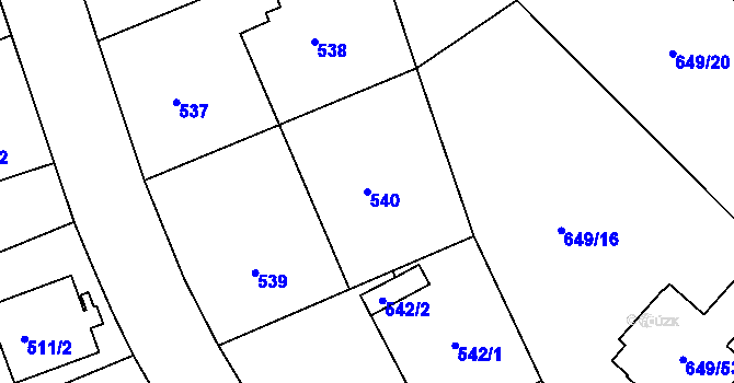 Parcela st. 540 v KÚ Hamry nad Sázavou, Katastrální mapa