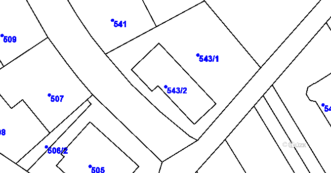 Parcela st. 543/2 v KÚ Hamry nad Sázavou, Katastrální mapa