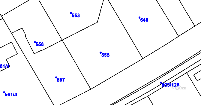 Parcela st. 555 v KÚ Hamry nad Sázavou, Katastrální mapa
