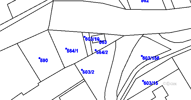 Parcela st. 564/2 v KÚ Hamry nad Sázavou, Katastrální mapa