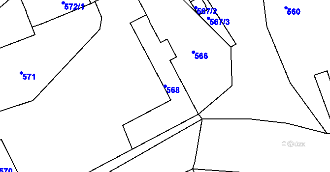Parcela st. 568 v KÚ Hamry nad Sázavou, Katastrální mapa
