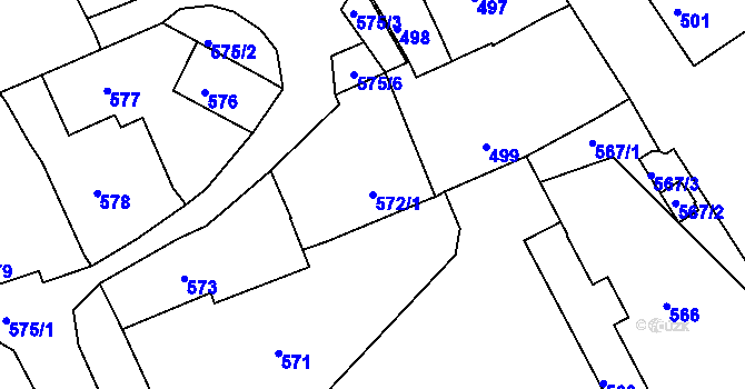 Parcela st. 572/1 v KÚ Hamry nad Sázavou, Katastrální mapa