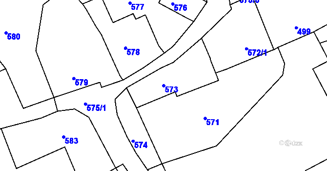 Parcela st. 573 v KÚ Hamry nad Sázavou, Katastrální mapa