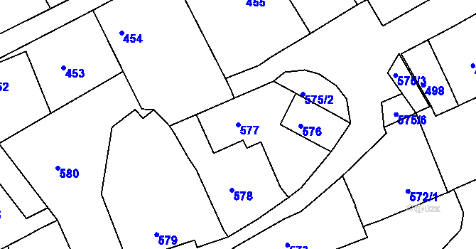 Parcela st. 577 v KÚ Hamry nad Sázavou, Katastrální mapa