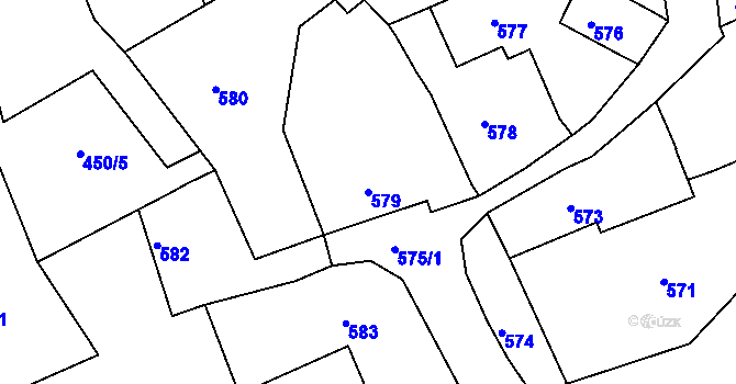 Parcela st. 579 v KÚ Hamry nad Sázavou, Katastrální mapa