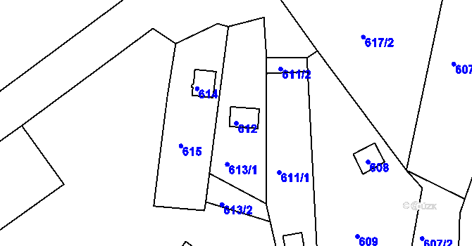Parcela st. 612 v KÚ Hamry nad Sázavou, Katastrální mapa