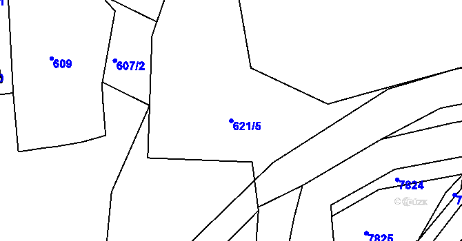 Parcela st. 621/5 v KÚ Hamry nad Sázavou, Katastrální mapa