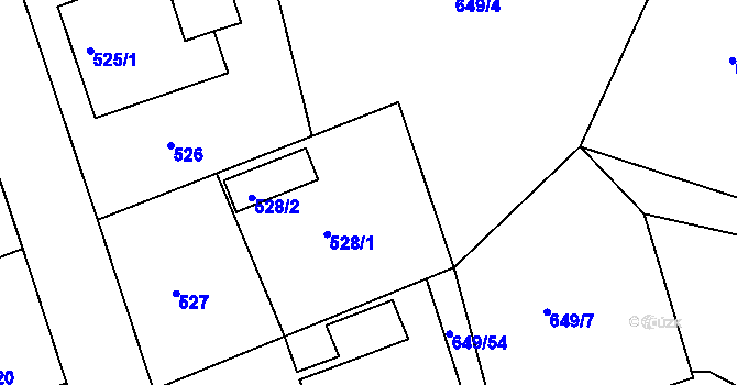Parcela st. 649/2 v KÚ Hamry nad Sázavou, Katastrální mapa