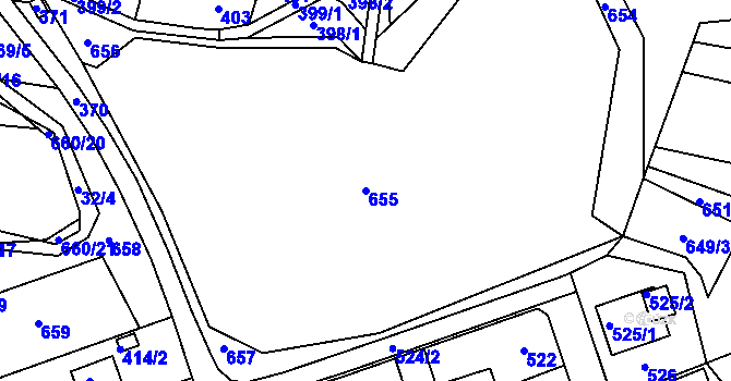 Parcela st. 655 v KÚ Hamry nad Sázavou, Katastrální mapa