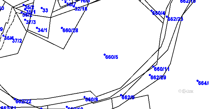 Parcela st. 660/5 v KÚ Hamry nad Sázavou, Katastrální mapa
