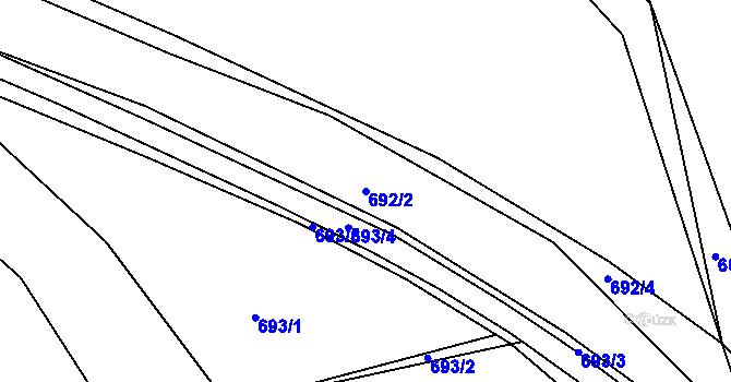 Parcela st. 692/2 v KÚ Hamry nad Sázavou, Katastrální mapa