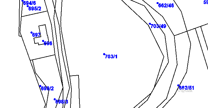 Parcela st. 703/1 v KÚ Hamry nad Sázavou, Katastrální mapa
