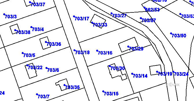 Parcela st. 703/16 v KÚ Hamry nad Sázavou, Katastrální mapa