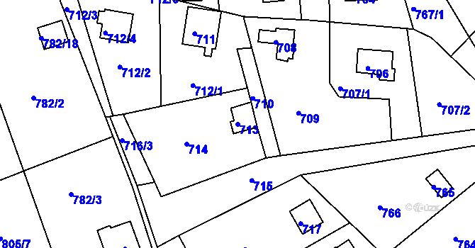 Parcela st. 713 v KÚ Hamry nad Sázavou, Katastrální mapa