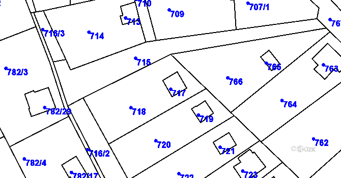 Parcela st. 717 v KÚ Hamry nad Sázavou, Katastrální mapa