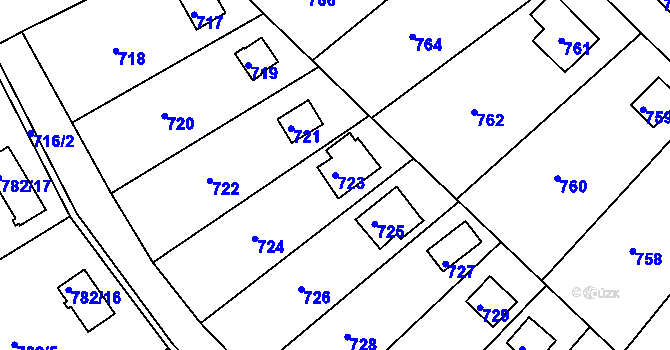 Parcela st. 723 v KÚ Hamry nad Sázavou, Katastrální mapa