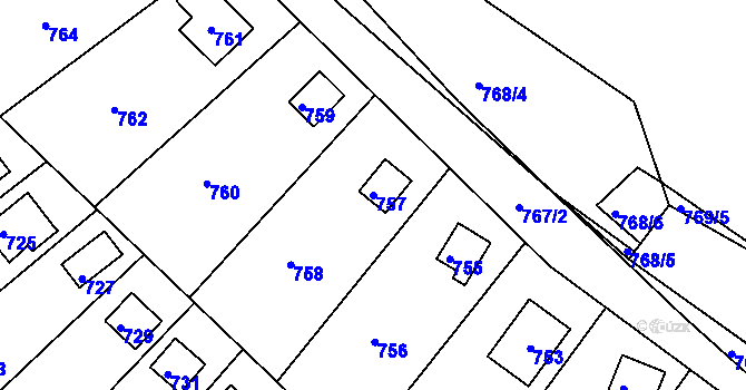Parcela st. 757 v KÚ Hamry nad Sázavou, Katastrální mapa