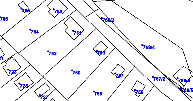 Parcela st. 759 v KÚ Hamry nad Sázavou, Katastrální mapa