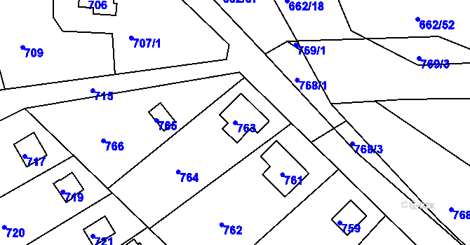 Parcela st. 763 v KÚ Hamry nad Sázavou, Katastrální mapa