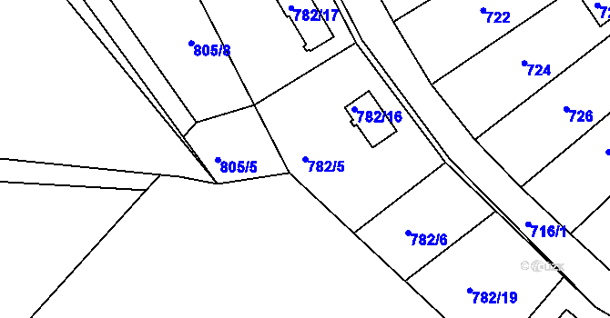 Parcela st. 782/5 v KÚ Hamry nad Sázavou, Katastrální mapa
