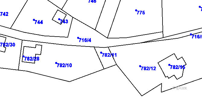 Parcela st. 782/11 v KÚ Hamry nad Sázavou, Katastrální mapa