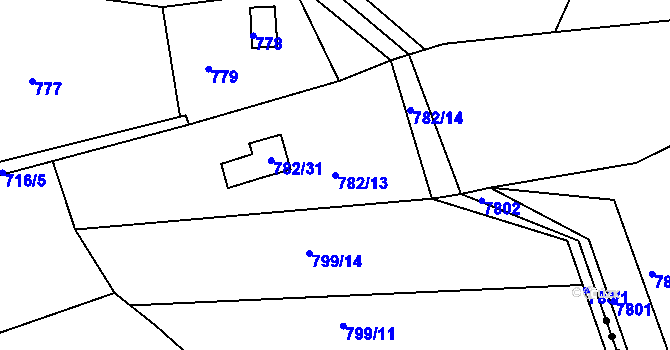 Parcela st. 782/13 v KÚ Hamry nad Sázavou, Katastrální mapa