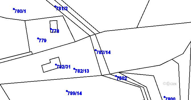 Parcela st. 782/14 v KÚ Hamry nad Sázavou, Katastrální mapa