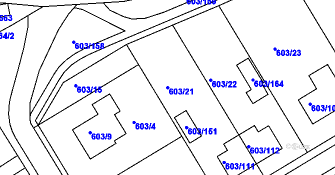 Parcela st. 603/21 v KÚ Hamry nad Sázavou, Katastrální mapa