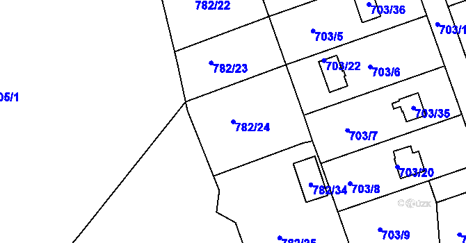 Parcela st. 782/24 v KÚ Hamry nad Sázavou, Katastrální mapa