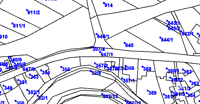Parcela st. 647/1 v KÚ Hamry nad Sázavou, Katastrální mapa