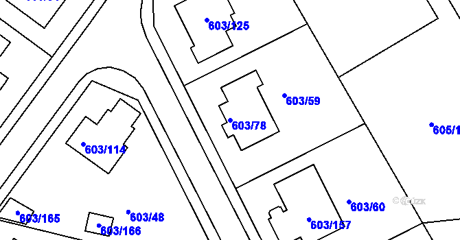 Parcela st. 603/78 v KÚ Hamry nad Sázavou, Katastrální mapa