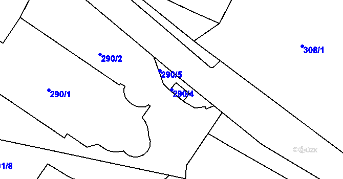 Parcela st. 290/4 v KÚ Hamry nad Sázavou, Katastrální mapa