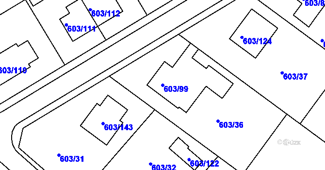 Parcela st. 603/99 v KÚ Hamry nad Sázavou, Katastrální mapa