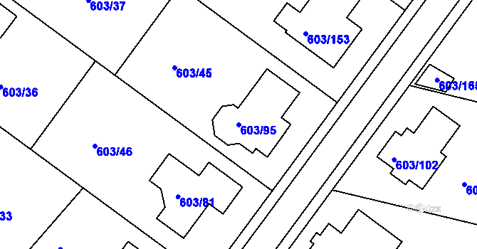 Parcela st. 603/95 v KÚ Hamry nad Sázavou, Katastrální mapa