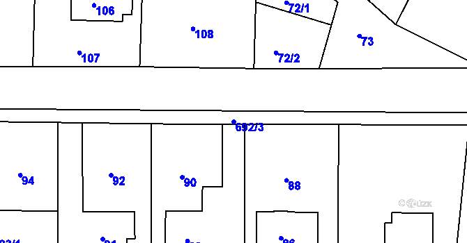 Parcela st. 692/3 v KÚ Hamry nad Sázavou, Katastrální mapa