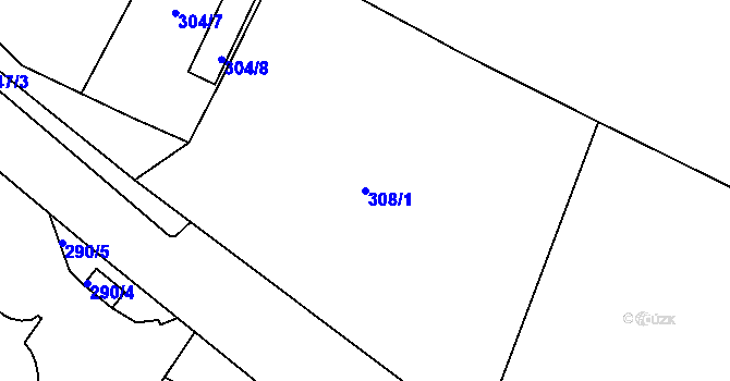 Parcela st. 308/1 v KÚ Hamry nad Sázavou, Katastrální mapa