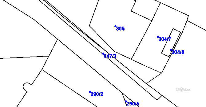 Parcela st. 647/3 v KÚ Hamry nad Sázavou, Katastrální mapa