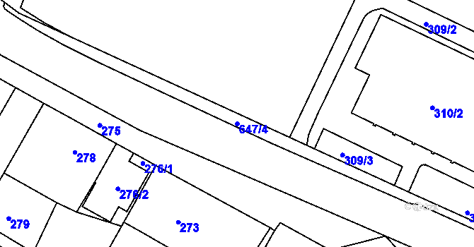 Parcela st. 647/4 v KÚ Hamry nad Sázavou, Katastrální mapa