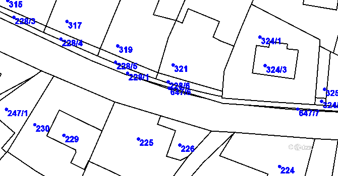 Parcela st. 647/6 v KÚ Hamry nad Sázavou, Katastrální mapa