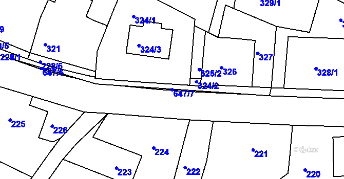 Parcela st. 647/7 v KÚ Hamry nad Sázavou, Katastrální mapa