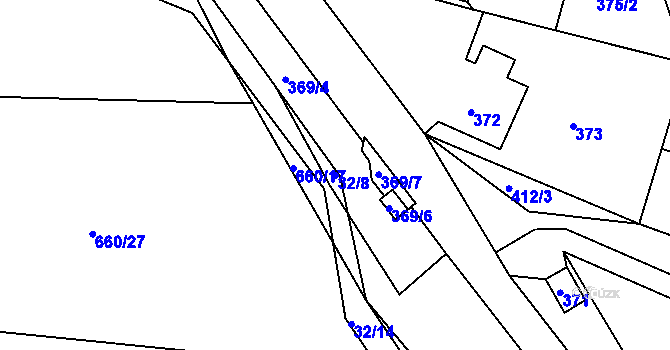 Parcela st. 32/8 v KÚ Hamry nad Sázavou, Katastrální mapa