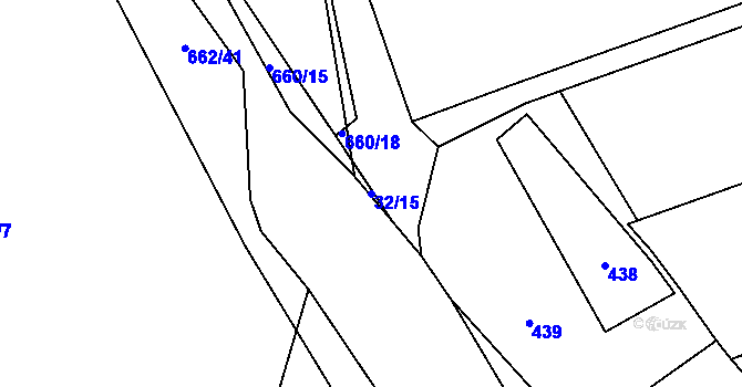 Parcela st. 32/15 v KÚ Hamry nad Sázavou, Katastrální mapa