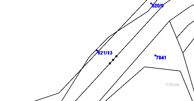 Parcela st. 621/13 v KÚ Hamry nad Sázavou, Katastrální mapa