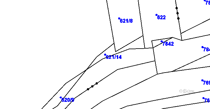 Parcela st. 621/14 v KÚ Hamry nad Sázavou, Katastrální mapa