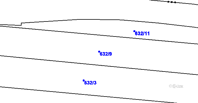 Parcela st. 632/9 v KÚ Hamry nad Sázavou, Katastrální mapa
