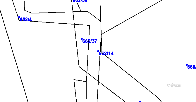 Parcela st. 662/14 v KÚ Hamry nad Sázavou, Katastrální mapa