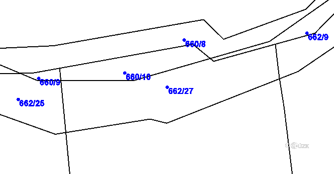 Parcela st. 662/27 v KÚ Hamry nad Sázavou, Katastrální mapa