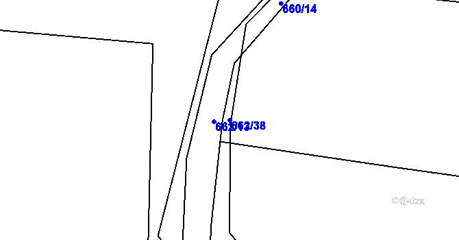 Parcela st. 662/38 v KÚ Hamry nad Sázavou, Katastrální mapa